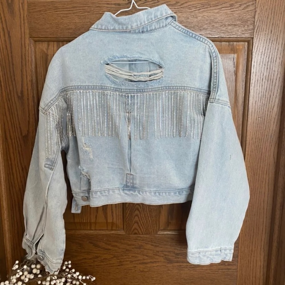 NWT Rhinestone Jean Jacket